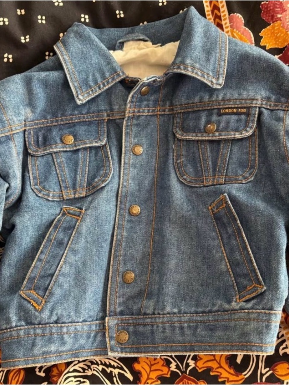 Vintage London Fog Kids Turbo Denim Jacket in Medium Blue w/ Contrast Stitching
